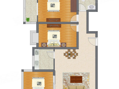 3室2厅 107.84平米户型图