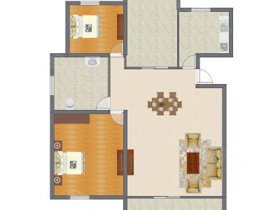 2室2厅 121.52平米户型图