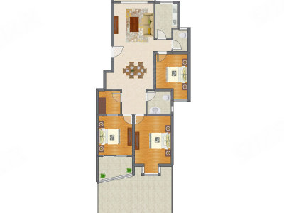 3室2厅 123.66平米户型图