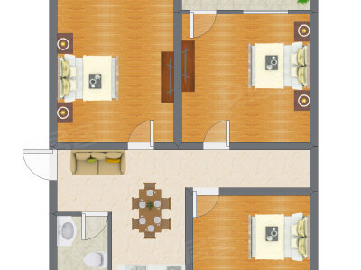 3室2厅 73.00平米