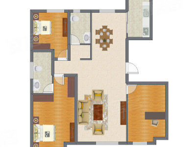 3室1厅 101.50平米户型图