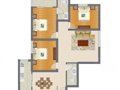 3室2厅 124.87平米户型图