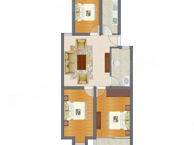 3室1厅 81.79平米户型图