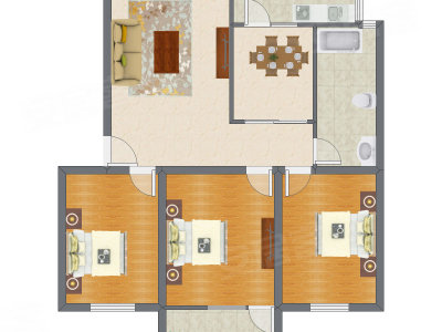 3室2厅 113.68平米户型图