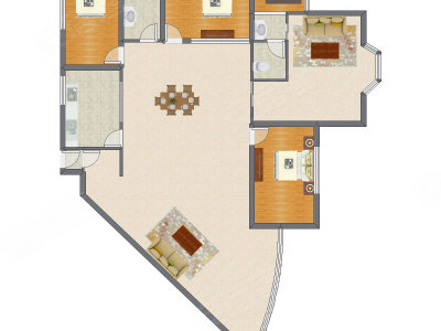 4室2厅 243.92平米户型图