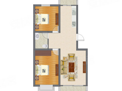 2室1厅 93.63平米户型图
