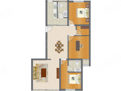 3室2厅 150.54平米户型图