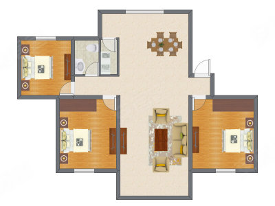 3室2厅 93.00平米