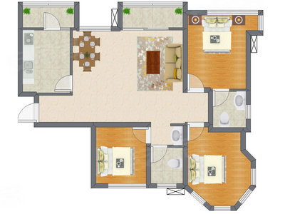 3室2厅 96.17平米