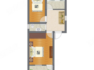 2室1厅 34.94平米户型图