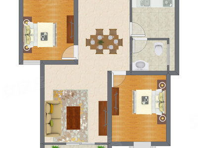 2室2厅 59.71平米户型图