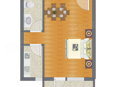 1室0厅 45.00平米户型图