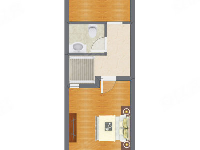 2室1厅 21.81平米