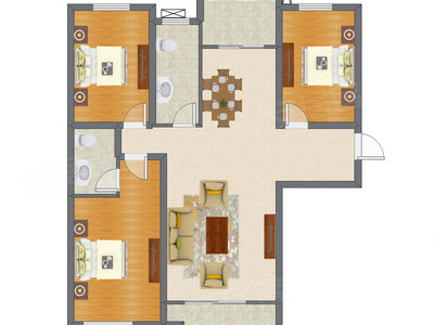3室2厅 136.65平米
