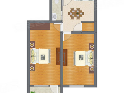 2室1厅 61.02平米