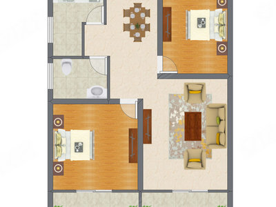 2室2厅 96.64平米户型图