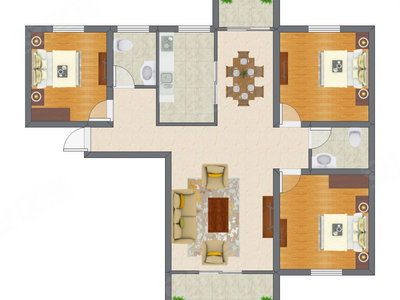 3室1厅 90.55平米