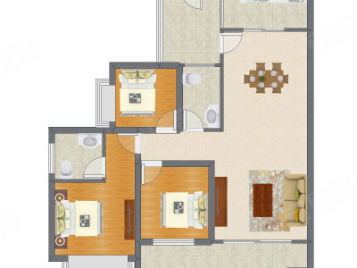 3室2厅 104.91平米