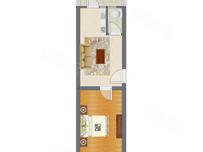 1室1厅 41.63平米户型图