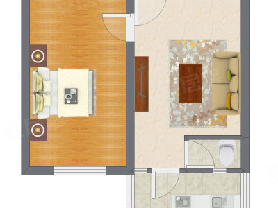 1室1厅 40.42平米户型图