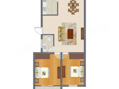 2室2厅 130.55平米户型图