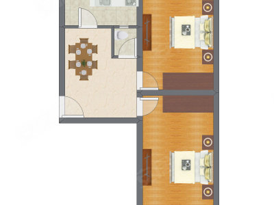 2室1厅 67.04平米