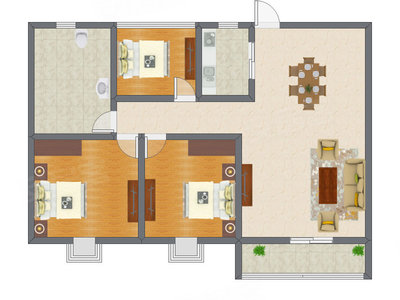 3室2厅 96.01平米