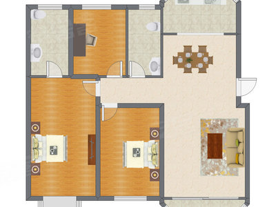 2室2厅 141.00平米