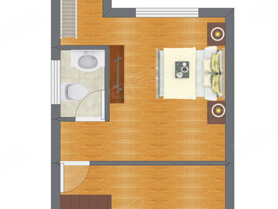 1室1厅 38.72平米户型图