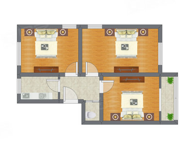 3室1厅 73.74平米户型图