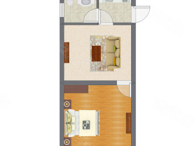 1室1厅 41.03平米户型图