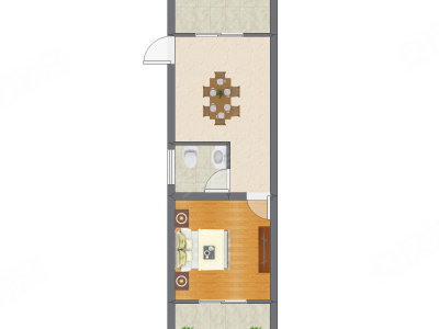 1室1厅 54.20平米户型图