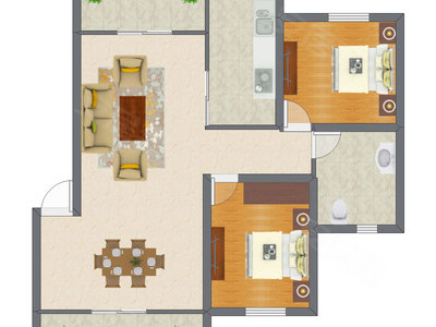 2室2厅 80.86平米
