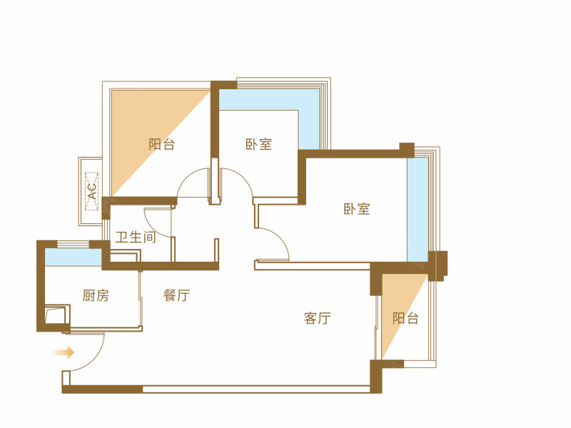 保利时光印象(新房)2室2厅1卫79㎡东55万