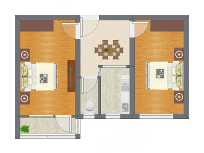 2室1厅 58.35平米