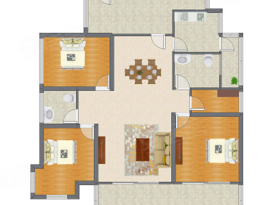 3室2厅 134.44平米