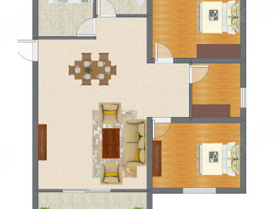 2室2厅 78.84平米户型图