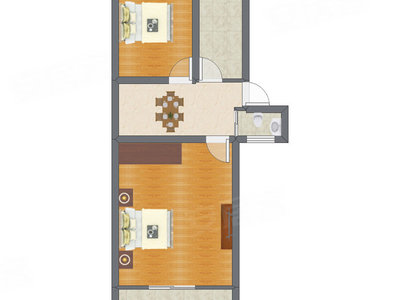 2室1厅 44.74平米