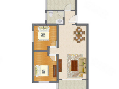 2室2厅 79.75平米户型图