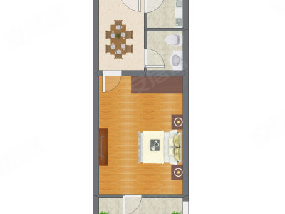 1室1厅 42.00平米户型图