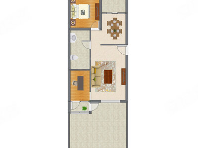 2室2厅 87.26平米户型图