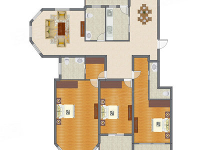 3室2厅 190.31平米户型图