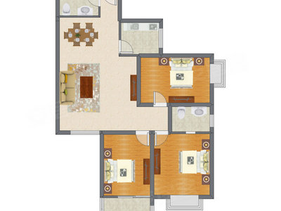 3室2厅 132.44平米户型图