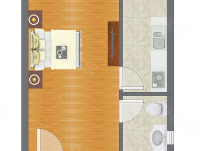 1室1厅 25.49平米户型图