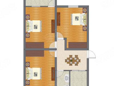 3室1厅 69.40平米