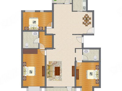 3室2厅 174.74平米