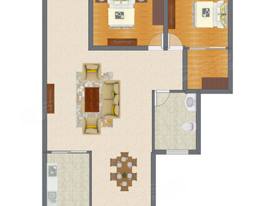 2室2厅 89.11平米户型图