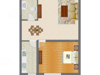 1室2厅 73.00平米户型图