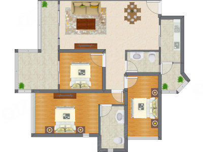 3室2厅 85.13平米