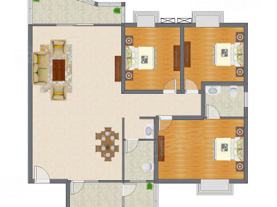 3室2厅 165.95平米